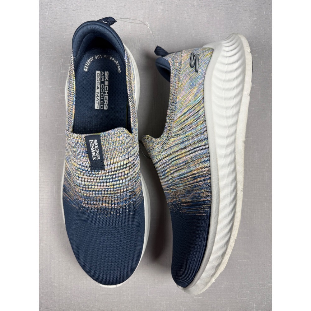 Skechers GoWalk Stretch Fit Navy Multicolor Slip On Sneakers 125651 Womens 11